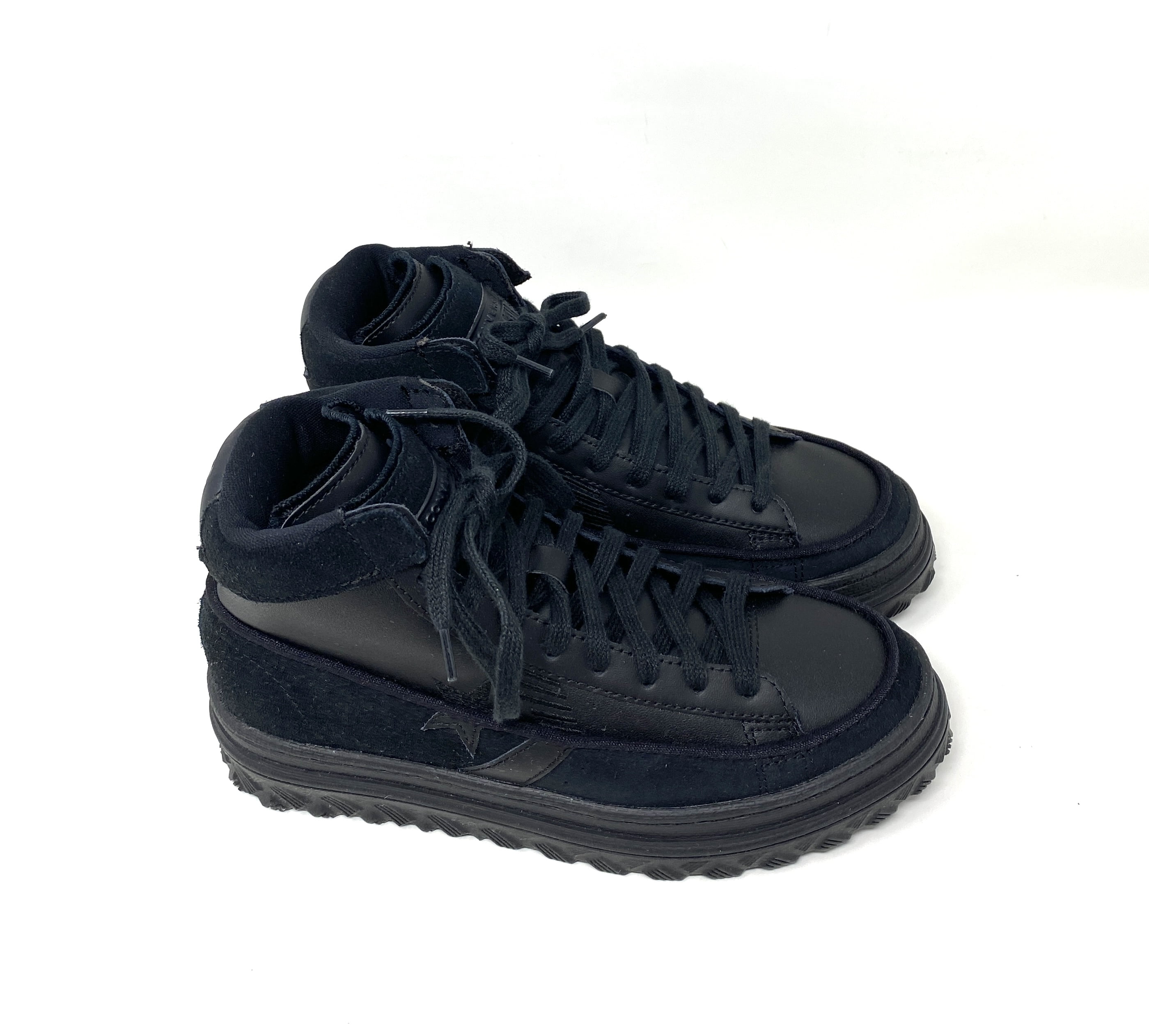 Pre-owned Converse Run Star Hike Hi Black Leather Sneakers 170548c Men's 9  (women's10.5) | ModeSens